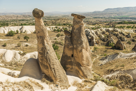 Early morning Long exposure of fairy chimneys town of Goreme - Cappadocia Turkey.の写真素材