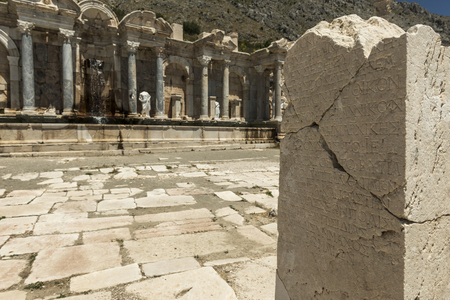 The Antonine Nymphaeum at Sagalassos Archaeological Site in Turkey was Excavated in 1994 and 1995.の写真素材