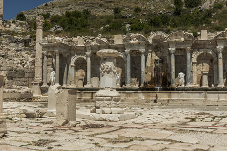 The Antonine Nymphaeum at Sagalassos Archaeological Site in Turkey was Excavated in 1994 and 1995. の写真素材