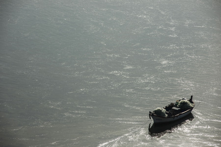 Lake Bafa Nature Park in Turkey, near Aegean Sea. Ancient Greek city Heraclea ruins can be seen all around the lake.の写真素材