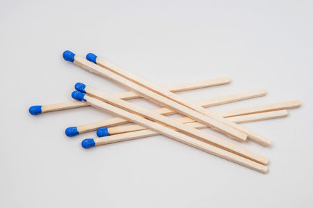 a pile of blue-tipped matchesの写真素材