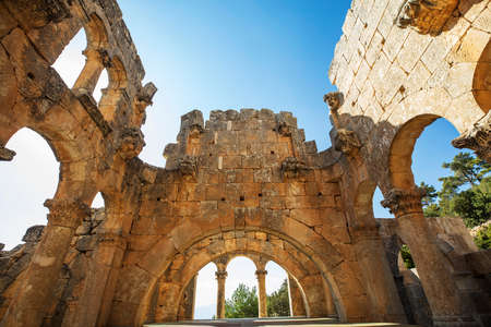 Alahan Monastery is a complex of fifth century buildings located in the mountains of Isauria in southern Asia Minor.Mut district of Mersin province,Turkey.の写真素材