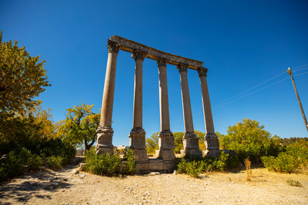 The Temple of Zeus of Diokaesareia ( Uzuncaburc ) Ancient City in Mersin, Turkey
