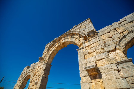 The Temple of Zeus of Diokaesareia ( Uzuncaburc ) Ancient City in Mersin, Turkeyの写真素材