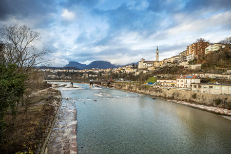 Colorful houses of beautiful Belluno town in Veneto province, northern Italy