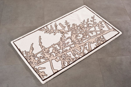 Carpet with snowflakes on the floor of a hotelの写真素材