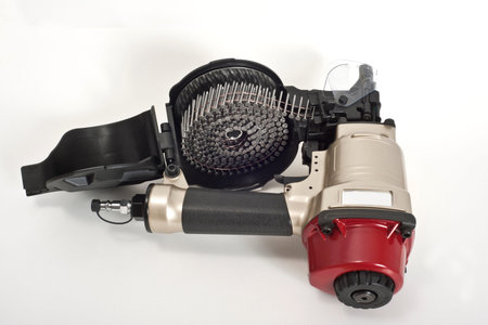 Electric grinder on a white background, close-up, isolated