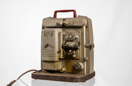 Old vintage camera on a white background, close-up, isolateの写真素材