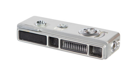 Old retro film camera isolated on a white background. Clipping path included.の写真素材