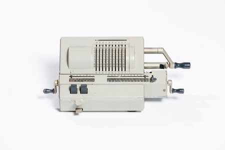 Old radio isolated on a white background, closeup of photo.の写真素材