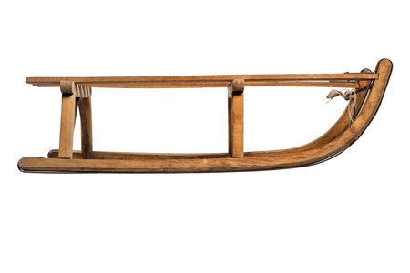 Wooden sledge isolated on white background. 3d rendering.の写真素材