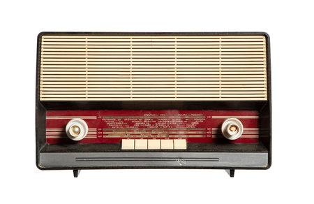 Vintage radio isolated on white background with clipping path. Retro radio.の写真素材