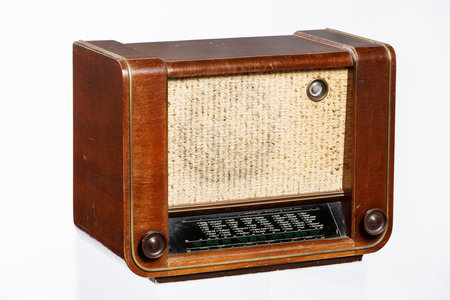 Vintage radio on a white background. Isolated with clipping pathの写真素材