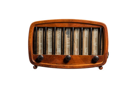 Antique radio isolated on white background with clipping path. Retro style.の写真素材
