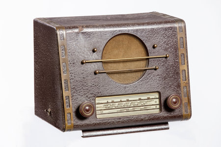 Vintage radio isolated on a white background. With clipping path.の写真素材