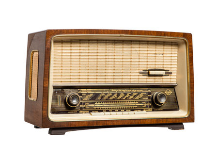 Vintage radio isolated on a white background. With clipping path.の写真素材