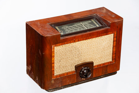 Vintage radio isolated on a white background, clipping path included.の写真素材