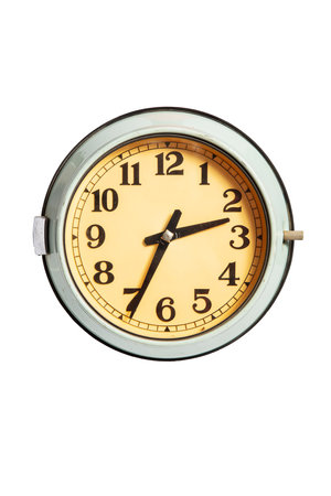Vintage wall clock isolated on white background, clipping path included.