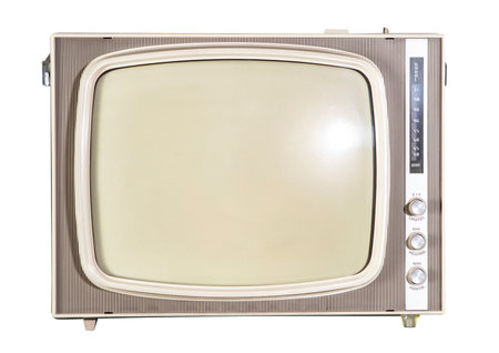 Vintage television isolated on white background. Clipping path included.の写真素材