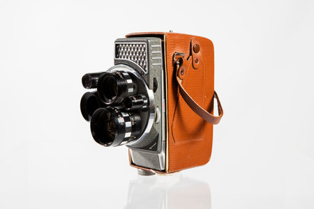 Vintage camera on a white background. Isolated object with clipping pathの写真素材