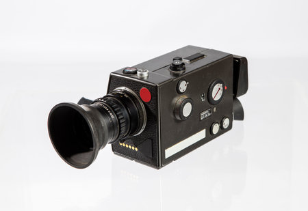 Vintage camera isolated on white background with reflection and clipping path.の写真素材