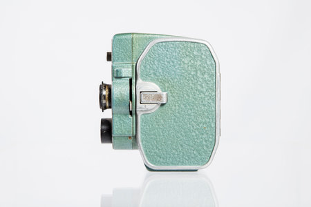 Old vintage camera on a white background, close-up, isolatedの写真素材