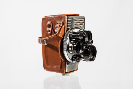 Vintage camera isolated on a white background. With clipping path.の写真素材