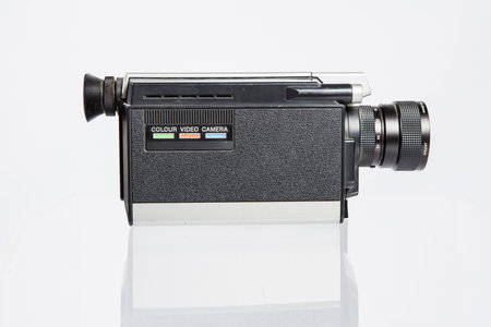 london, england, 05/05/2018 A vintage retro camcorder isolated on a white background.の写真素材