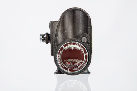 Vintage camera isolated on white background with reflection. Vintage camera.の写真素材