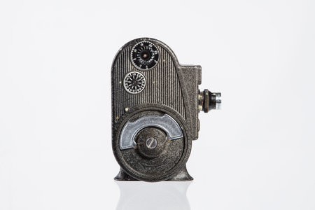 Vintage camera isolated on white background with reflection and clipping path.の写真素材