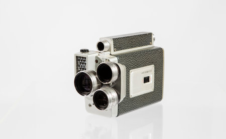 Old camera isolated on a white background. Shallow depth of field.の写真素材