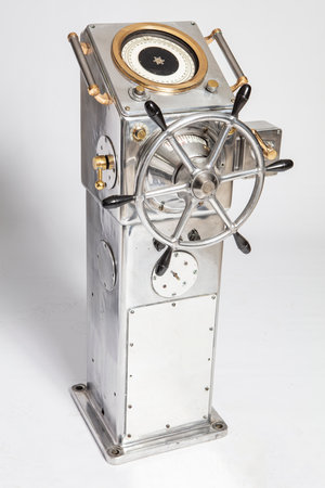 Old fashioned steampunk clock isolated on white background. Retro style.の写真素材