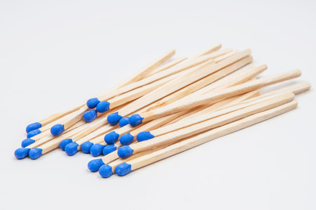 Wooden matches on a white background. Close-up shot.の写真素材