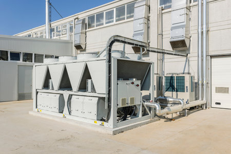 Air conditioning and ventilation systems at a power plant in the United Statesの写真素材