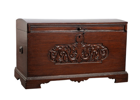 Wooden casket isolated on white background. Clipping path included.