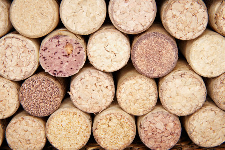 Wine corks background. Top view of wine corks backgroundの写真素材