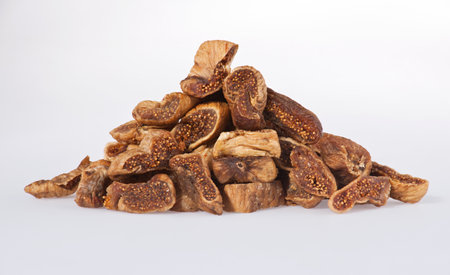 Dried figs on a white background. Close-up.の写真素材
