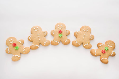 Gingerbread men on a white background. Christmas and New Year