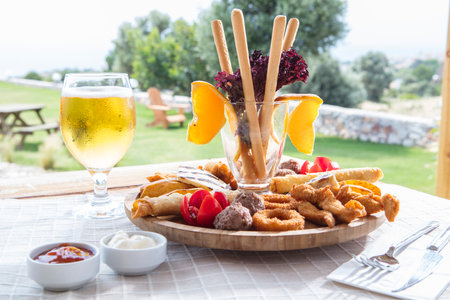 snacks in the bar on the terrace of a country houseの写真素材