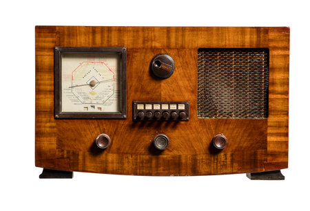 Vintage radio isolated on a white background, clipping path included.の写真素材