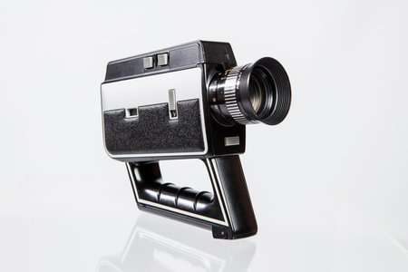 Old camera on a white background. Isolated object on a white backgroundの写真素材