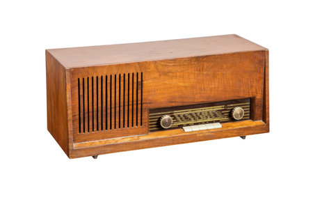 Vintage radio isolated on a white background, clipping path included.の写真素材