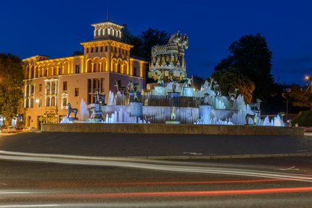 Colchis Fountain in Kutaisi, Georgia The David Aghmashenebeli Square, also known as the Central Square is the main square of the city of Kutaisi, Imereti, Georgia.の写真素材