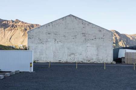 Large industrial warehouse in Iceland, Europe. Industrial and industrial background.の写真素材
