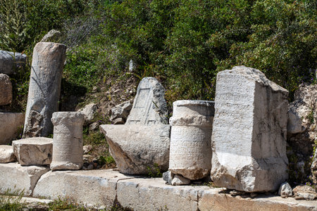 Xanthos Ancient City. Grave monument and the ruins of ancient city of Xanthos - Letoon in Kas,...