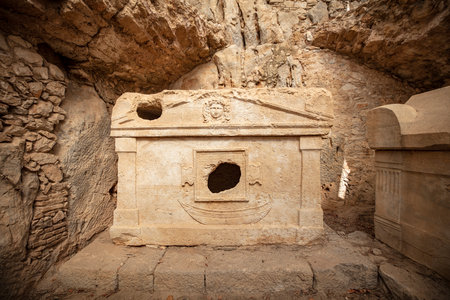 Olympos Ancient City is one of the most important settlements of the Lycian civilization. the Ancient City of Olympos became one of the 6 cities (Xanthos, Patara, PÄ±nara, Olympos, Myra, Tlos)の写真素材