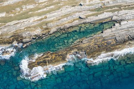 Gazipasa, sea beach, cliffs, turquoise color and waves. Koru beach.の写真素材
