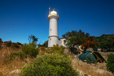 Lighthouse on Gelidonya cape in day time in Adrasan Antalya Turkey.の写真素材