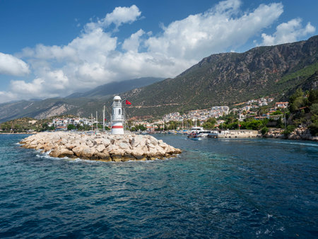 Lighthouse on the island of Kotor in Montenegro, Adriatic Seaの写真素材