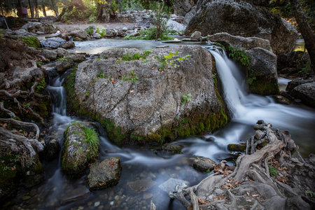 Small waterfall in the forest. Small waterfall in the forest. mountain riverの写真素材